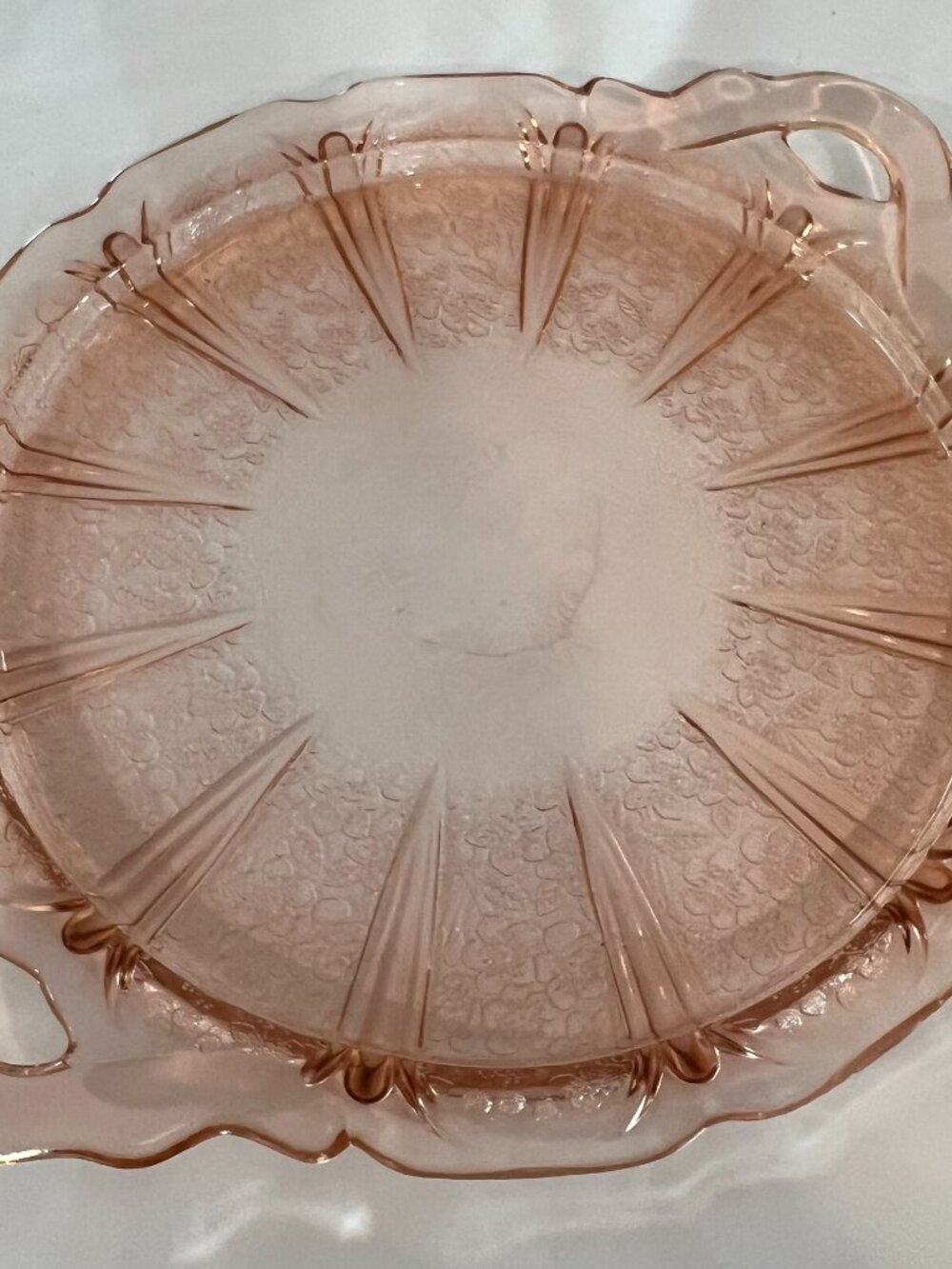 Jeannette Glass Company Cherry Blossom Depression Glass Cake Plate